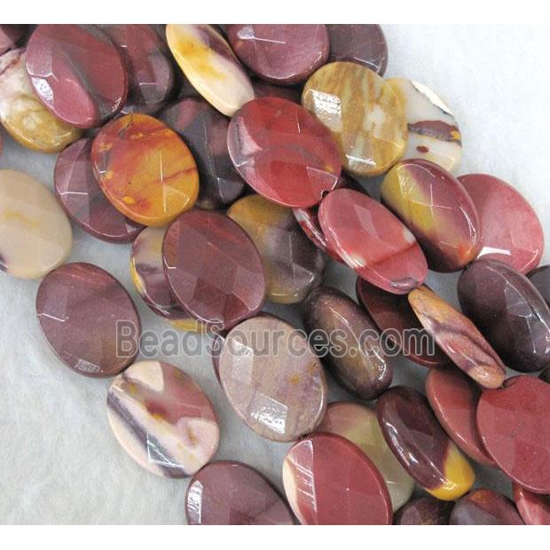 Mookaite Beads, faceted flat-oval