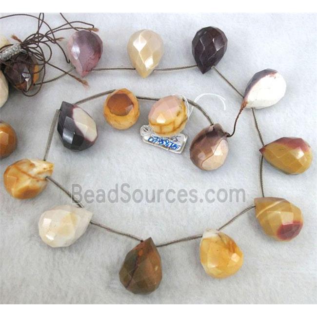 Mookaite jasper Beads, faceted 3D-teardrop