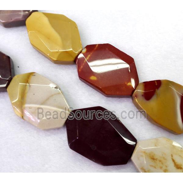 Mookaite beads, slice, faceted freeform