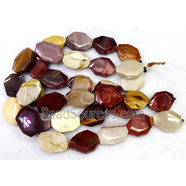 Mookaite beads, slice, faceted freeform