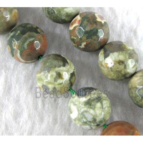 natural Rhyolite Jasper beads, faceted round, green