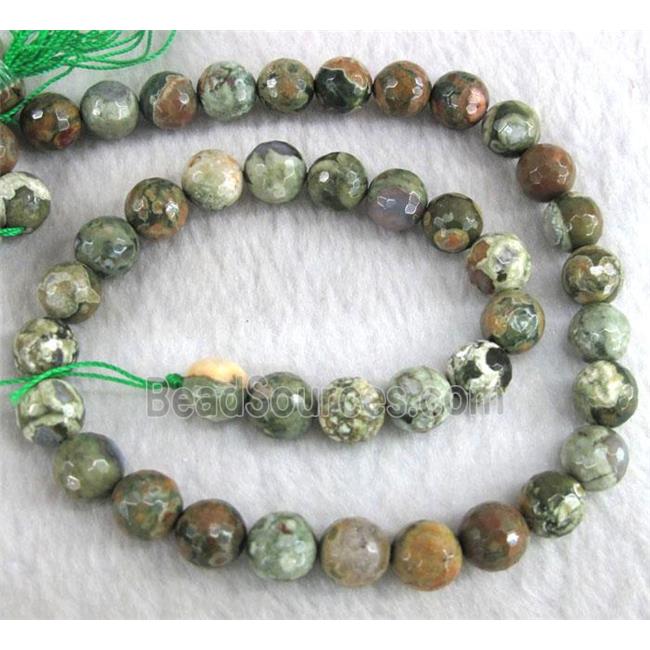 natural Rhyolite Jasper beads, faceted round, green