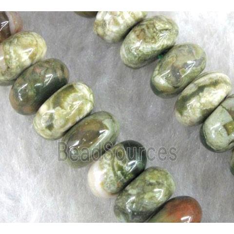 natural Rhyolite Jasper beads, green, rondelle