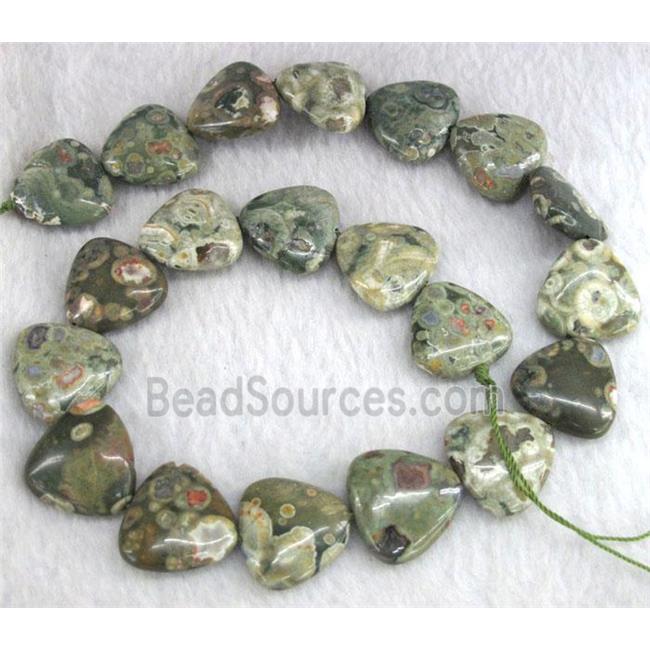 natural Rhyolite Jasper bead, triangle, green