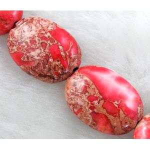 Sea Sediment Beads, flat oval, pink