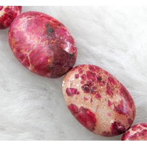 Sea Sediment Beads, flat oval, red