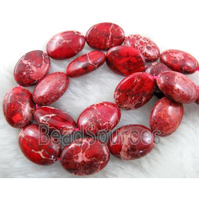 Sea Sediment Bead, flat oval, red