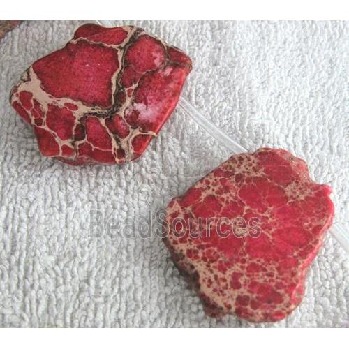 Sea Sediment slice beads, freeform, red