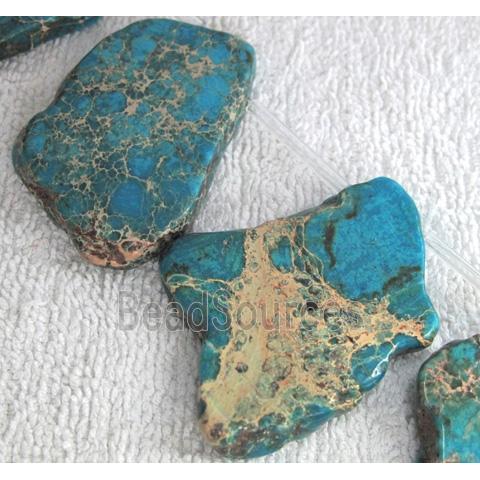 Sea Sediment slice beads, freeform, blue