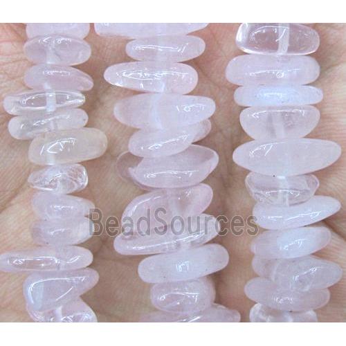 rose quartz beads chips, freeform