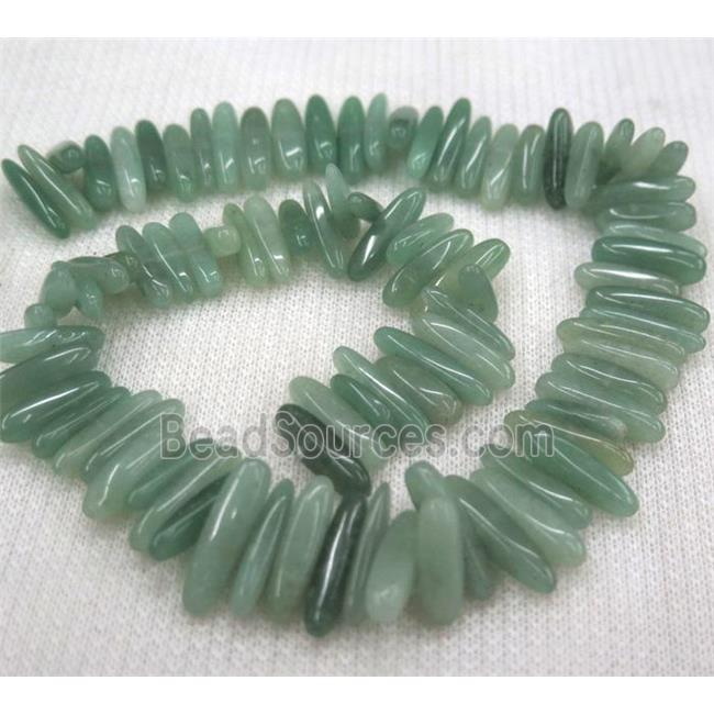 green aventurine stick beads, freeform