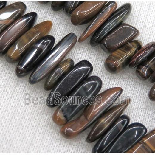 tiger eye stone bead, stick chips, freeform