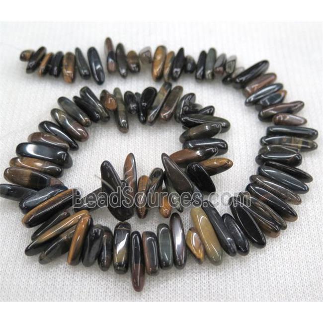 tiger eye stone bead, stick chips, freeform