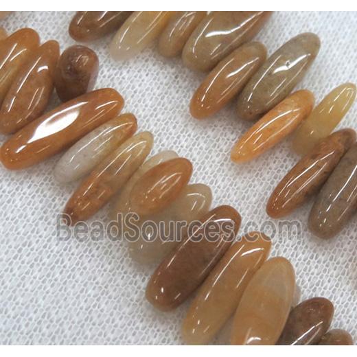 yellow aventurine chip beads, freeform stick