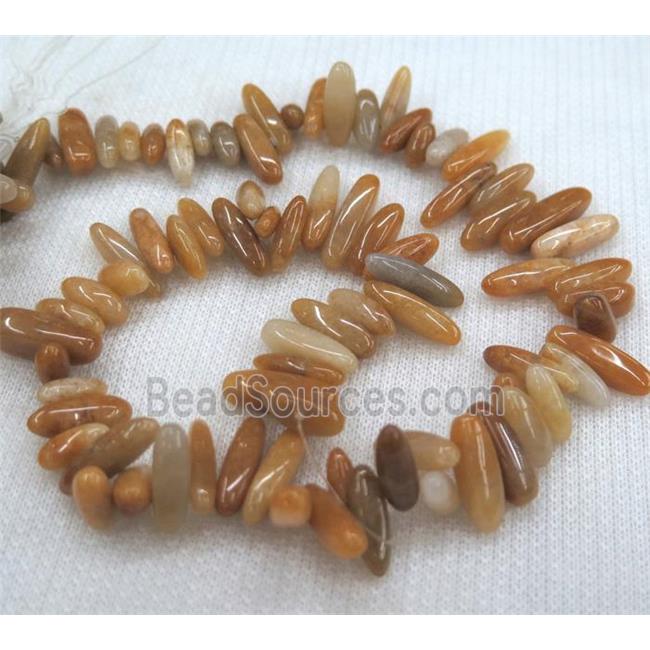 yellow aventurine chip beads, freeform stick