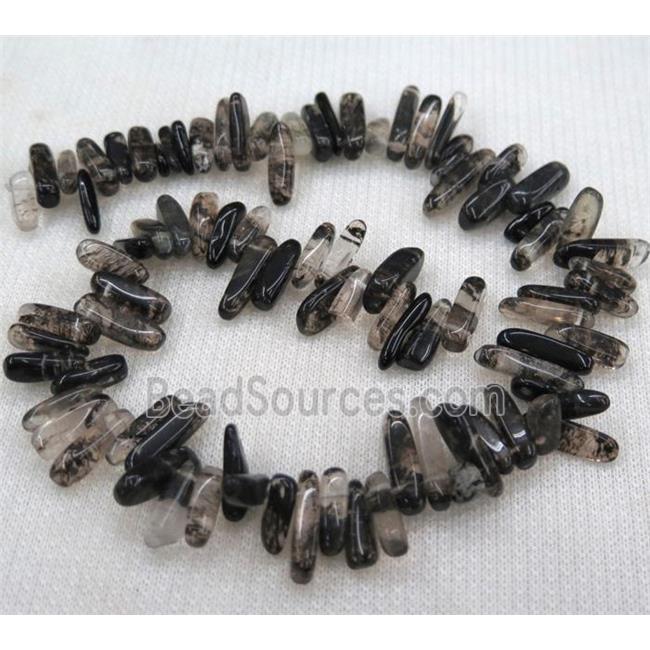 black watermelon crystal quartz bead, chip stick, freeform