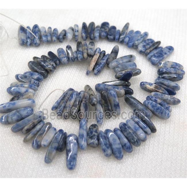 blue spots jasper beads, chip, freeform stick