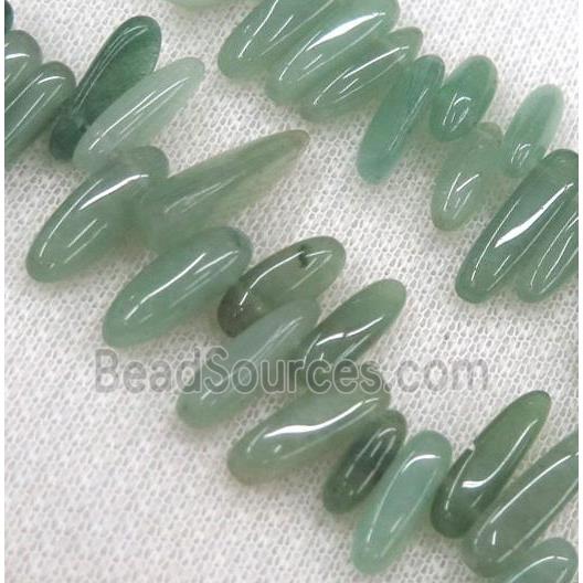 green aventurine beads, chip, freeform stick