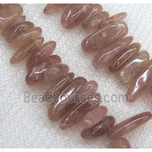 strawberry quartz beads, chip stick, freeform