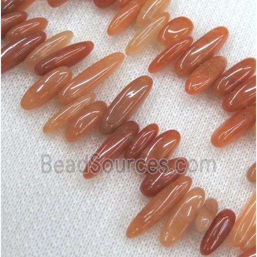 red aventurine beads, chip stick, freeform