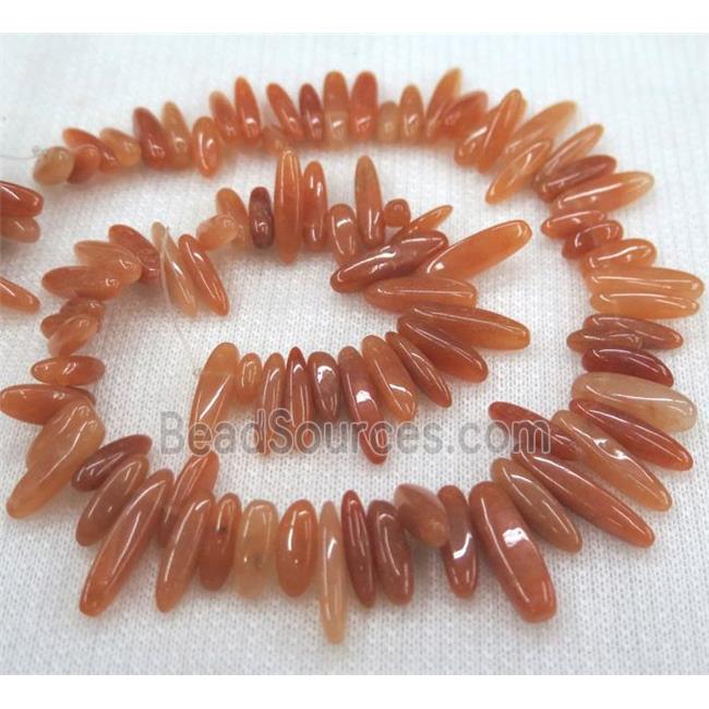 red aventurine beads, chip stick, freeform