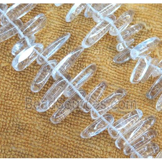 clear quartz crystal beads, synthetic, freeform stick