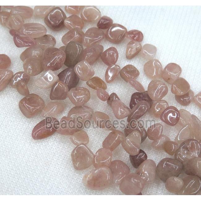 Strawberry Quartz chip beads, freeform