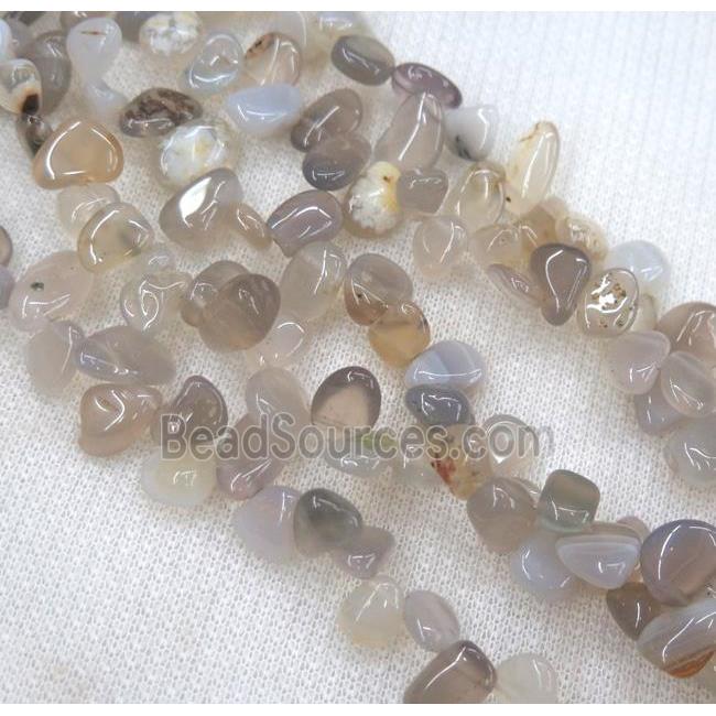 gray agate chip beads, freeform