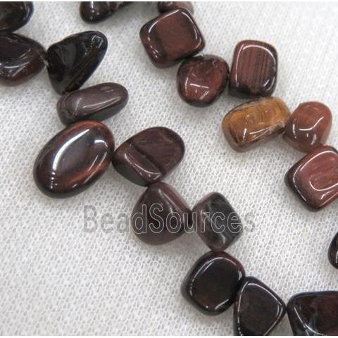 red tiger eye stone bead, chip, freeform