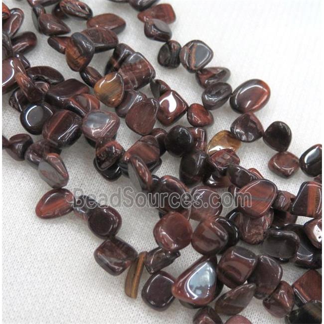 red tiger eye stone bead, chip, freeform