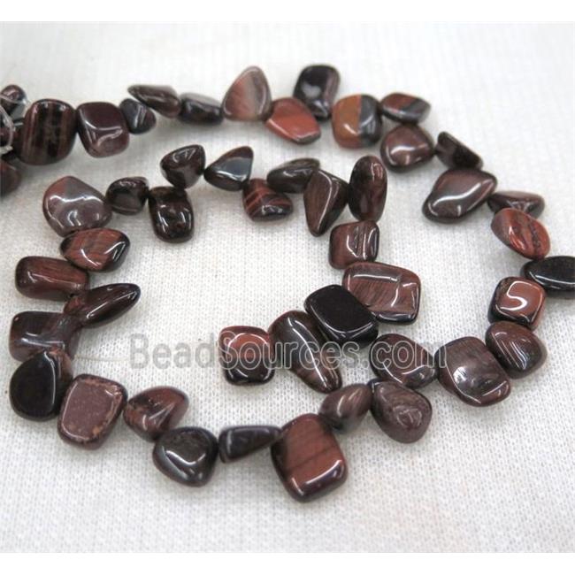 red tiger eye stone bead, chip, freeform