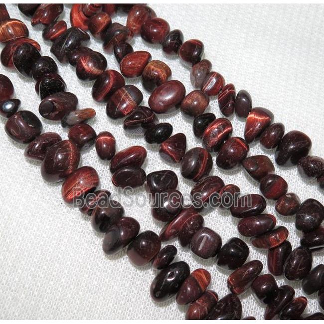 red tiger eye beads, freeform chip