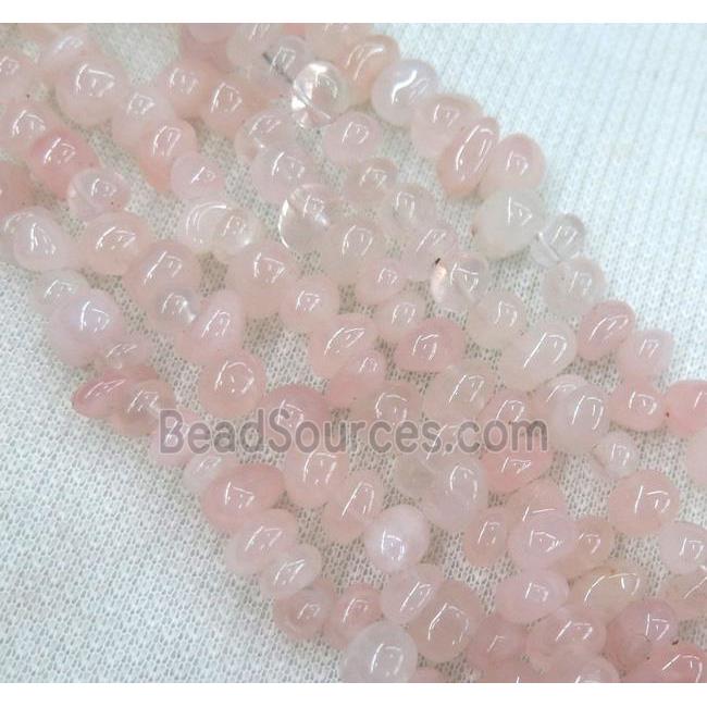 rose quartz chips bead, freeform