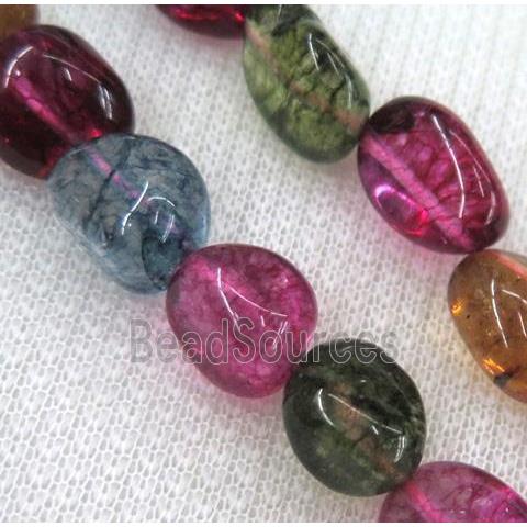 colorful tourmaline beads, synthetic, freeform chip