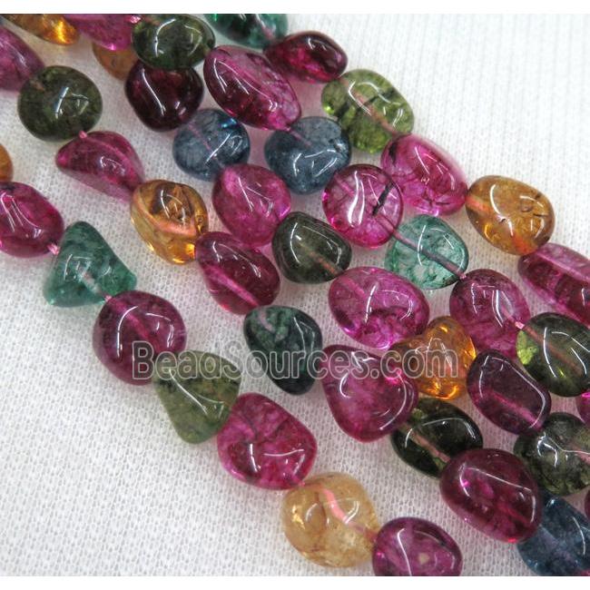 colorful tourmaline beads, synthetic, freeform chip