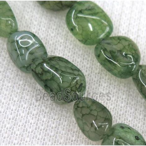 dragon veins agate bead, chip freeform, green