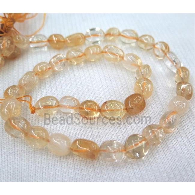 citrine beads, chip, freeform, yellow