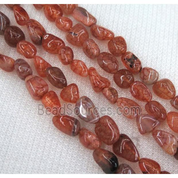 dragon veins agate bead chips, freeform, red