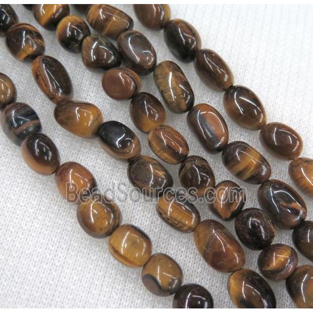 tiger eye bead, freeform chip, yellow