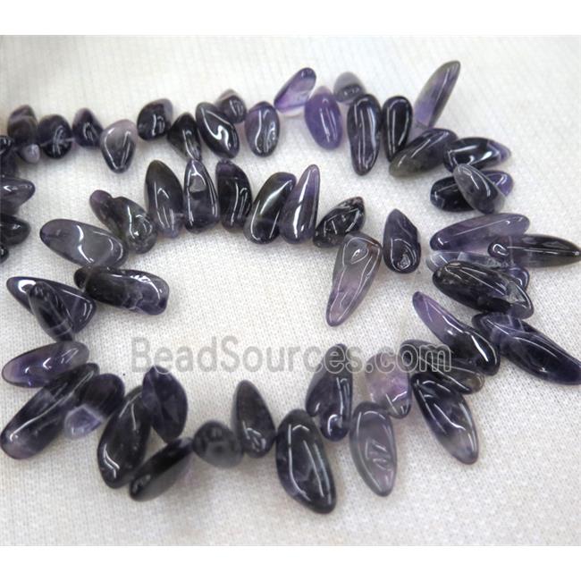 Amethyst chips bead, stick, freeform