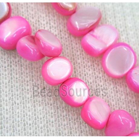 freshwater shell chip beads, freeform, pink