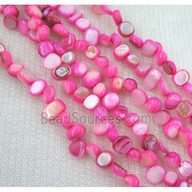 freshwater shell chip beads, freeform, pink