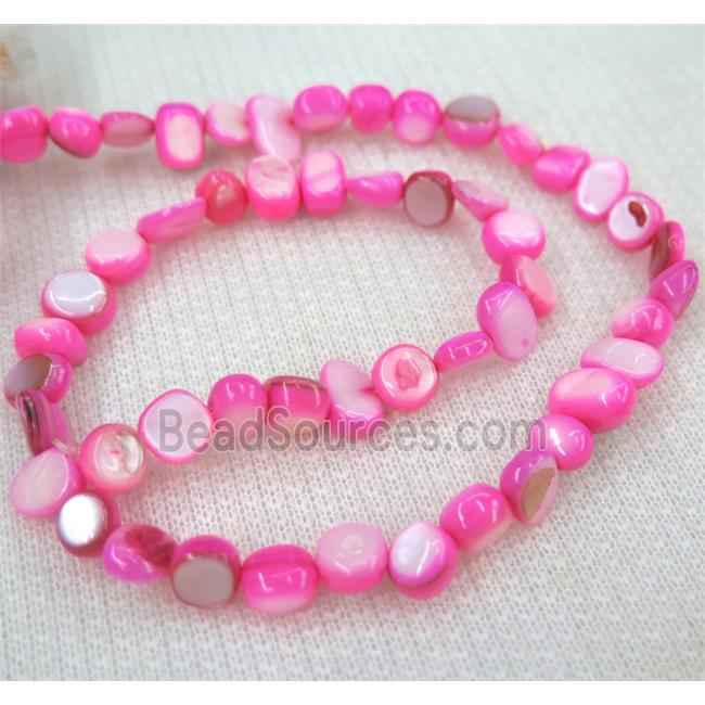 freshwater shell chip beads, freeform, pink