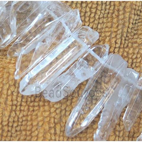 clear quartz bead, stick, freeform, polished