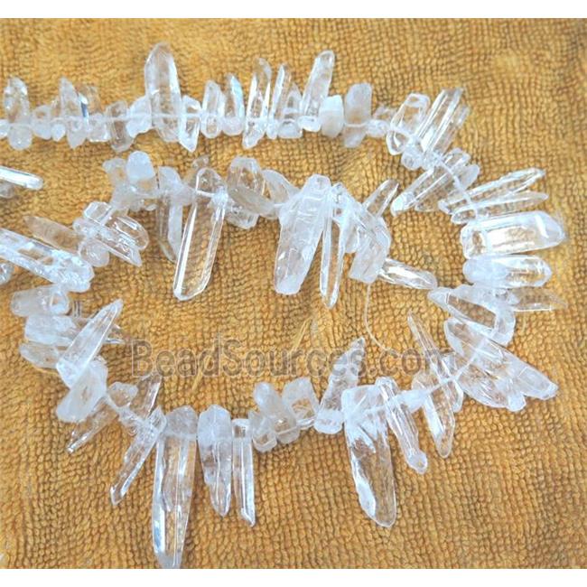 clear quartz bead, stick, freeform, polished