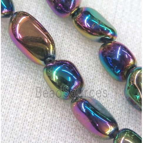 clear quartz bead chips, freeform, rainbow electroplated