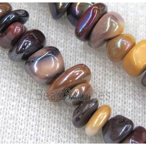 mookaite chips bead, freeform, electroplated