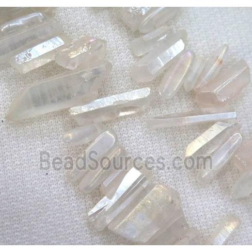 clear quartz bead, stick, AB color