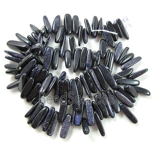 Blue SandStone beads, freeform Chip, Top-Drilled