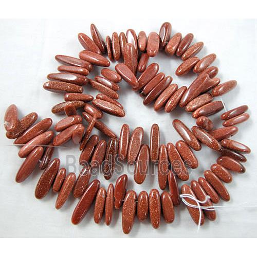 Gold sandstone beads, freeform Chip, Top-Drilled